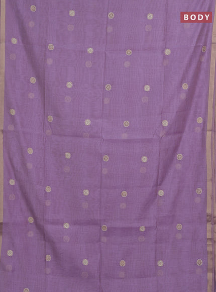 Jamdhani cotton saree lavender with allover thread woven buttas and thread woven pallu