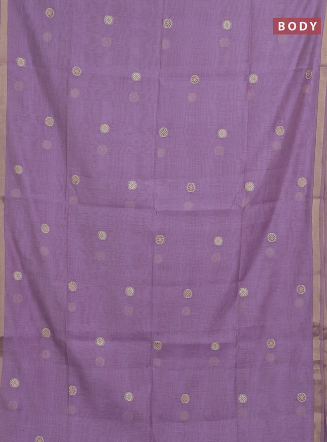 Jamdhani cotton saree lavender with allover thread woven buttas and thread woven pallu