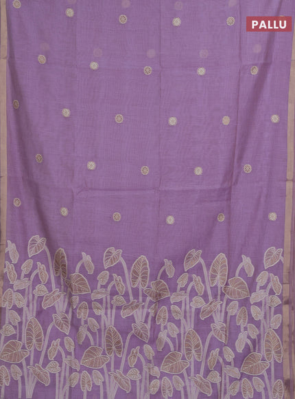 Jamdhani cotton saree lavender with allover thread woven buttas and thread woven pallu