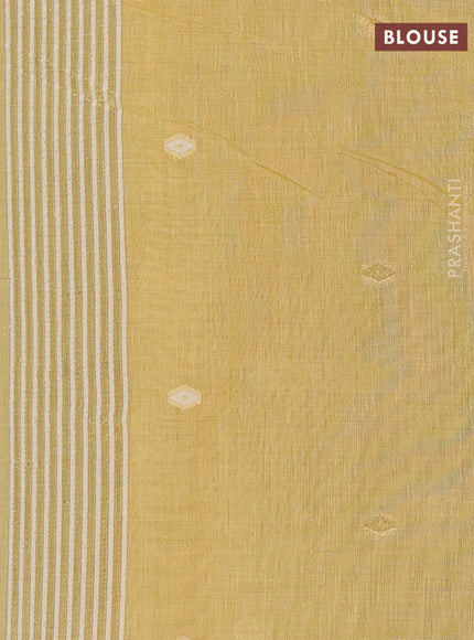 Jamdhani cotton saree pale yellow with allover thread woven buttas and thread woven pallu