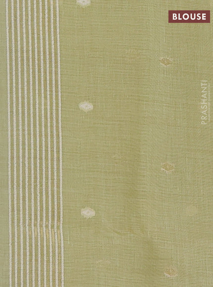 Jamdhani cotton saree pista green with allover thread woven buttas and thread woven pallu