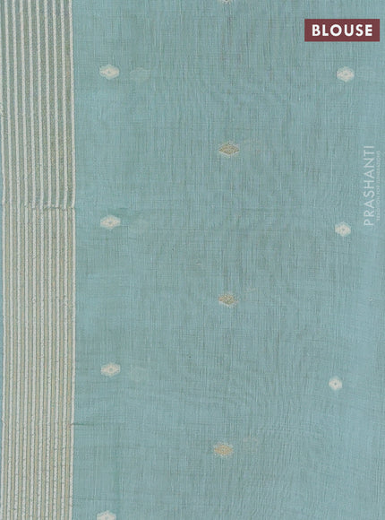 Jamdhani cotton saree teal blue with allover thread woven buttas and thread woven pallu