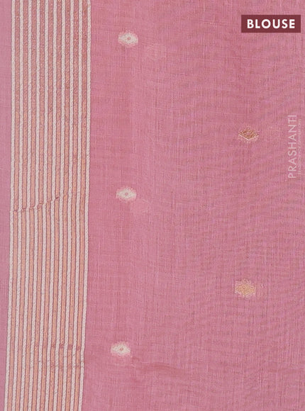 Jamdhani cotton saree light pink with allover thread woven buttas and thread woven pallu