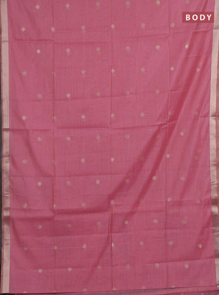 Jamdhani cotton saree light pink with zari woven buttas and jamdhani pallu