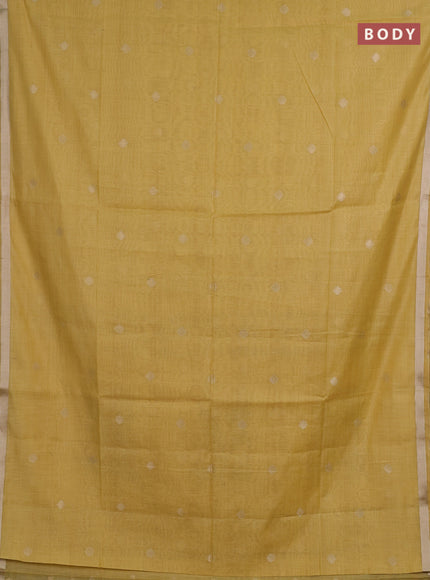 Jamdhani cotton saree yellow with zari woven buttas and jamdhani pallu