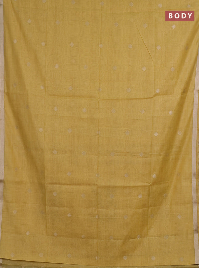 Jamdhani cotton saree yellow with zari woven buttas and jamdhani pallu