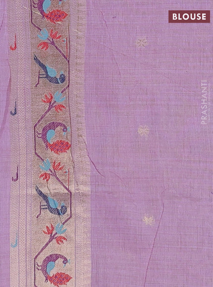 Jamdhani cotton saree lavender with zari woven buttas and jamdhani pallu