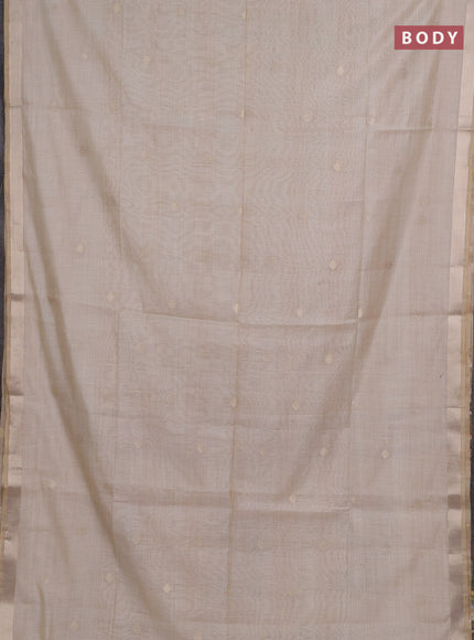 Jamdhani cotton saree beige with zari woven buttas and jamdhani pallu