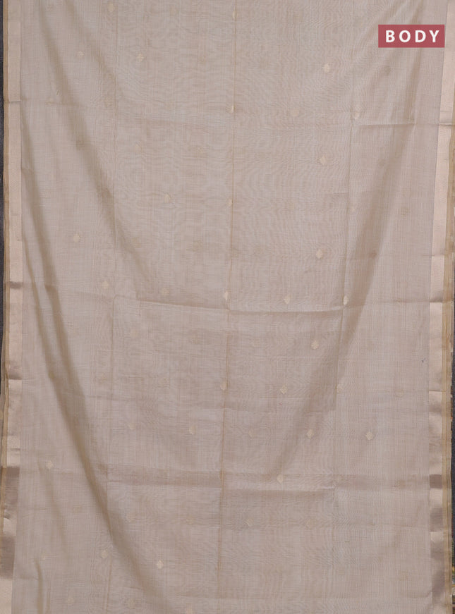 Jamdhani cotton saree beige with zari woven buttas and jamdhani pallu