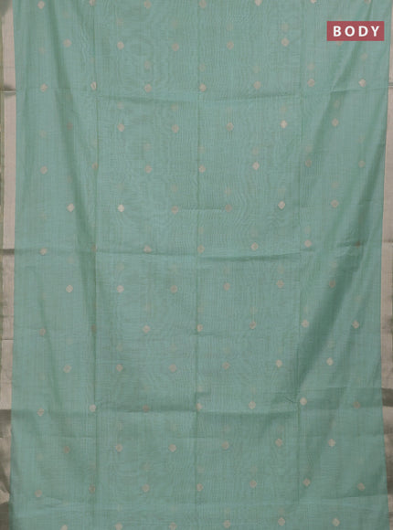 Jamdhani cotton saree teal green with zari woven buttas and jamdhani pallu