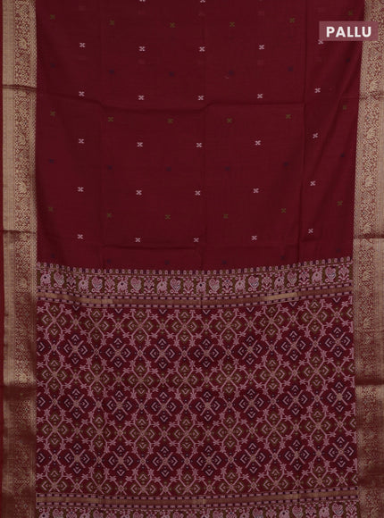 Jamdhani cotton saree maroon with thread woven buttas and zari woven border