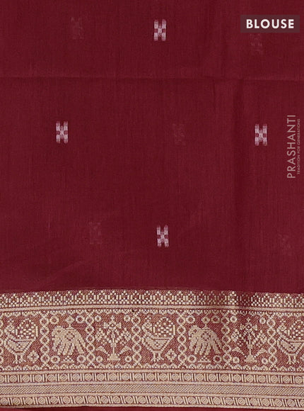 Jamdhani cotton saree maroon with thread woven buttas and zari woven border