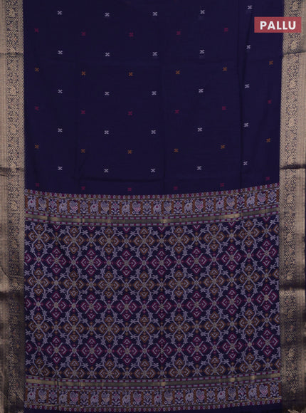 Jamdhani cotton saree navy blue with thread woven buttas and zari woven border