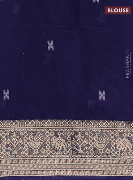 Jamdhani cotton saree navy blue with thread woven buttas and zari woven border