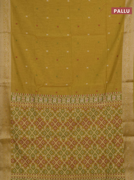 Jamdhani cotton saree mustard yellow with thread woven buttas and zari woven border