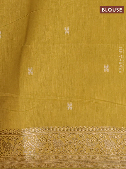Jamdhani cotton saree mustard yellow with thread woven buttas and zari woven border