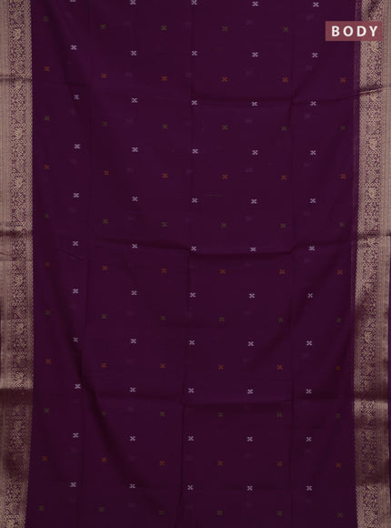 Jamdhani cotton saree purple with thread woven buttas and zari woven border