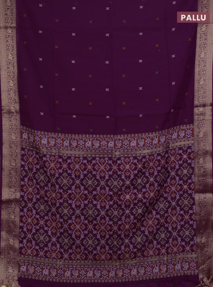 Jamdhani cotton saree purple with thread woven buttas and zari woven border