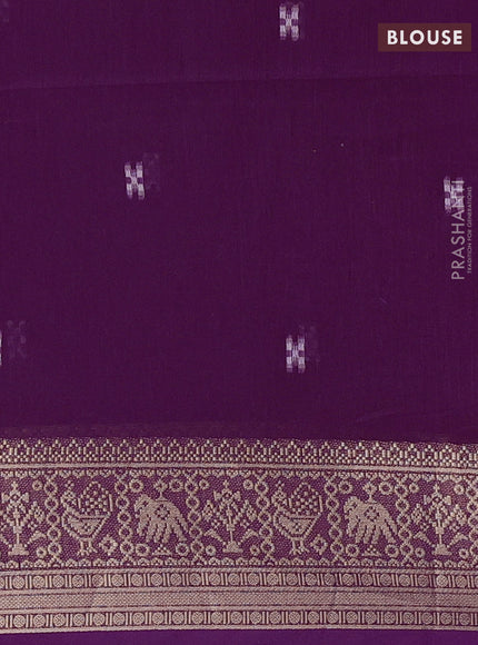 Jamdhani cotton saree purple with thread woven buttas and zari woven border