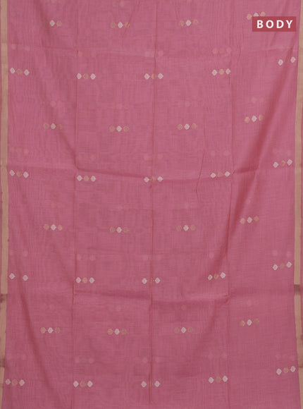 Jamdhani cotton saree light pink with thread & zari woven buttas and thread woven pallu