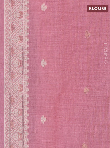 Jamdhani cotton saree light pink with thread & zari woven buttas and thread woven pallu