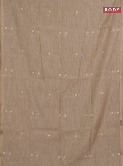 Jamdhani cotton saree sandal with thread & zari woven buttas and thread woven pallu