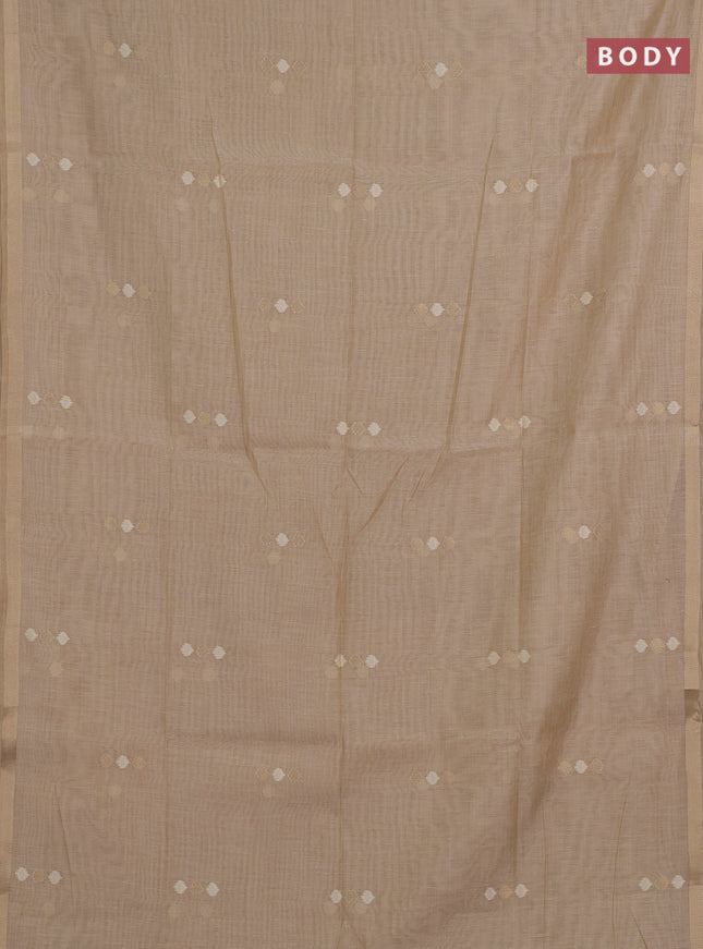 Jamdhani cotton saree sandal with thread & zari woven buttas and thread woven pallu