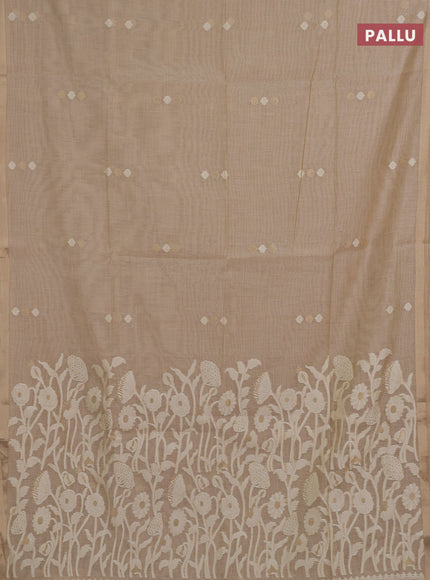 Jamdhani cotton saree sandal with thread & zari woven buttas and thread woven pallu