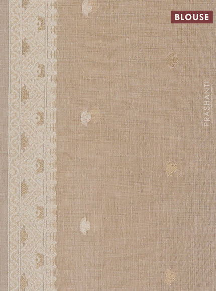 Jamdhani cotton saree sandal with thread & zari woven buttas and thread woven pallu