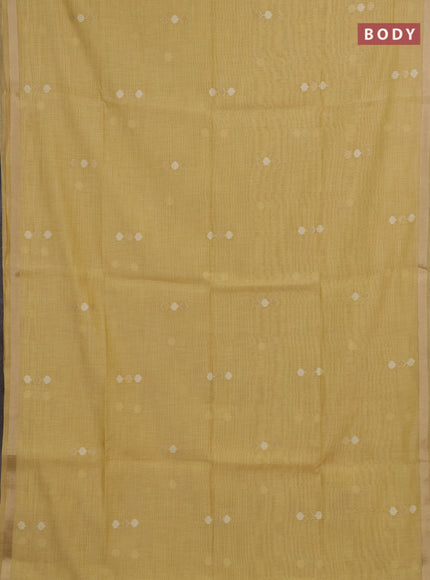 Jamdhani cotton saree pale yellow with thread & zari woven buttas and thread woven pallu