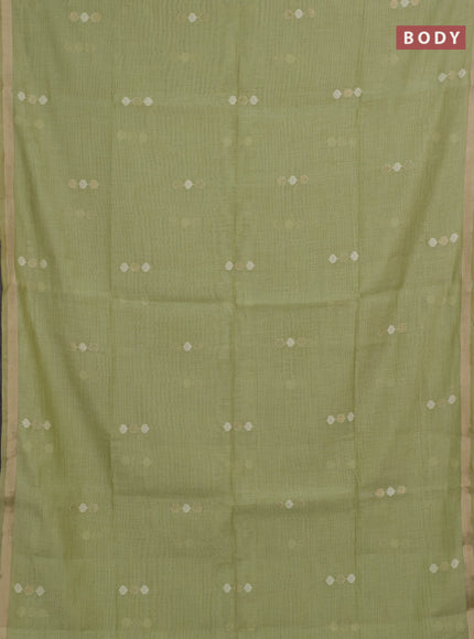 Jamdhani cotton saree pista green with thread & zari woven buttas and thread woven pallu