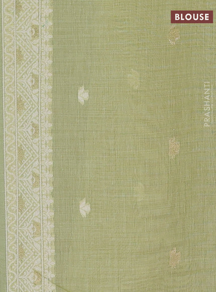 Jamdhani cotton saree pista green with thread & zari woven buttas and thread woven pallu