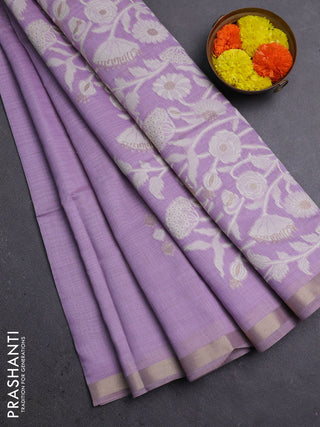 Jamdhani cotton saree lavender with thread & zari woven buttas and thread woven pallu