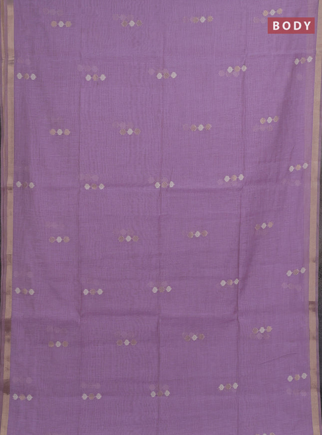 Jamdhani cotton saree lavender with thread & zari woven buttas and thread woven pallu