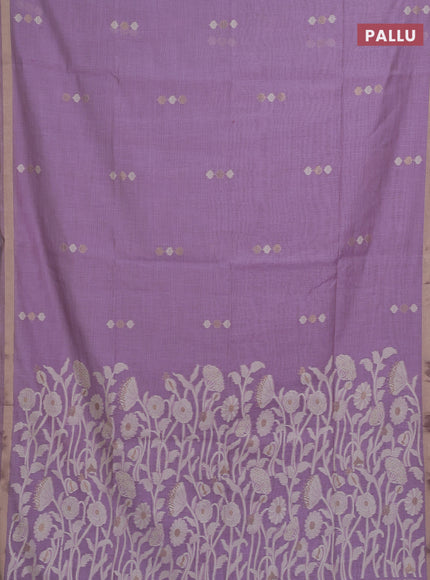 Jamdhani cotton saree lavender with thread & zari woven buttas and thread woven pallu
