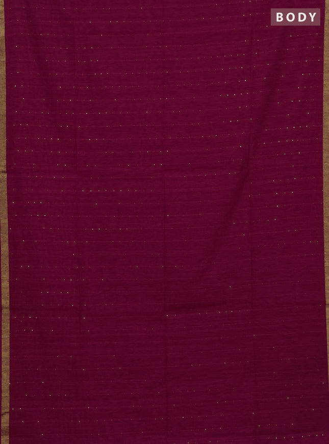 Jute silk saree pink with allover sequin work and jamdhani pallu