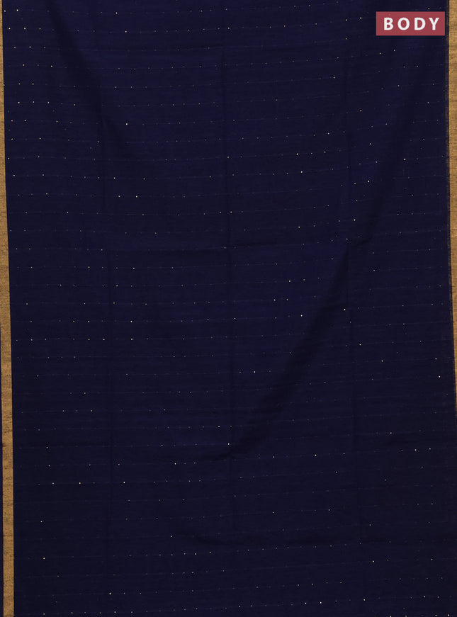Jute silk saree navy blue with allover sequin work and jamdhani pallu