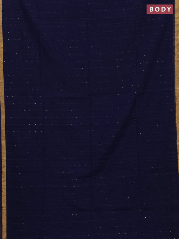 Jute silk saree navy blue with allover sequin work and jamdhani pallu