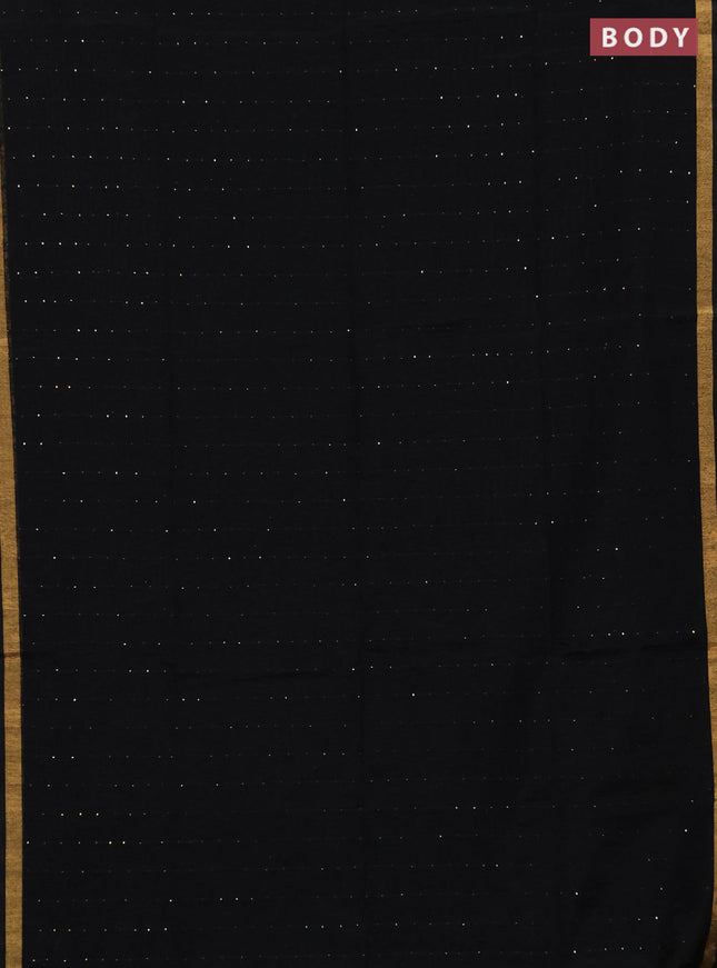Jute silk saree black with allover sequin work and jamdhani pallu