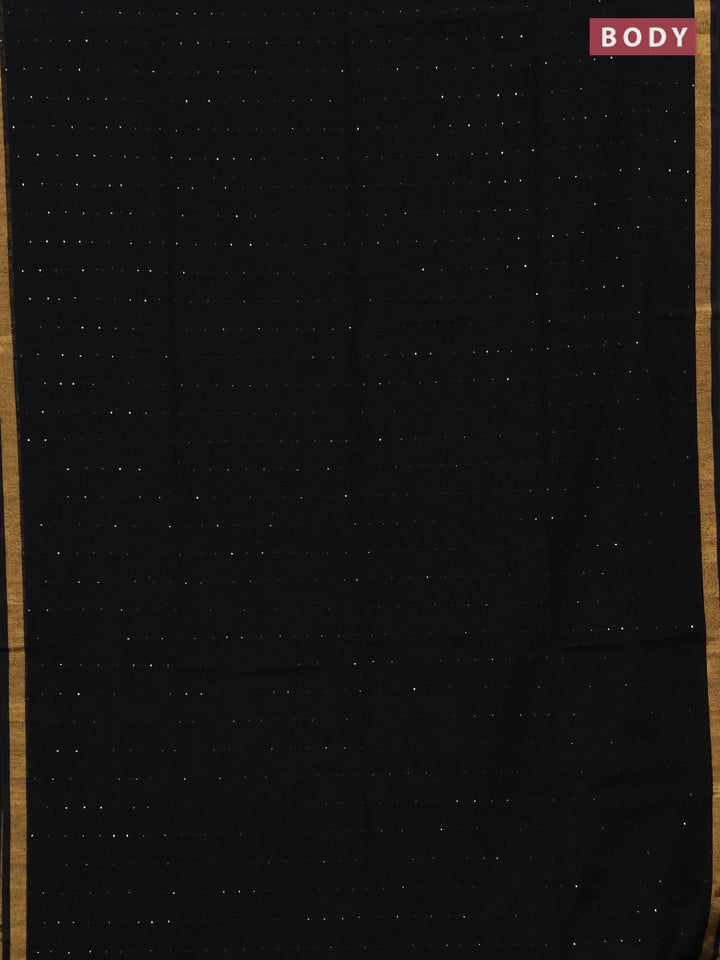 Jute silk saree black with allover sequin work and jamdhani pallu