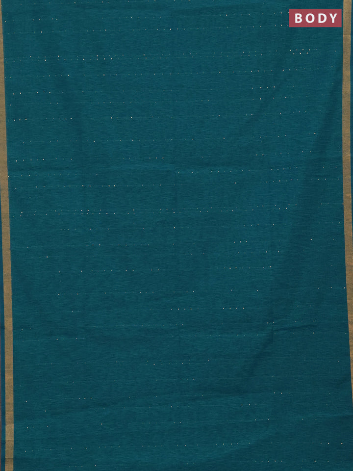 Jute silk saree peacock blue with allover sequin work and jamdhani pallu