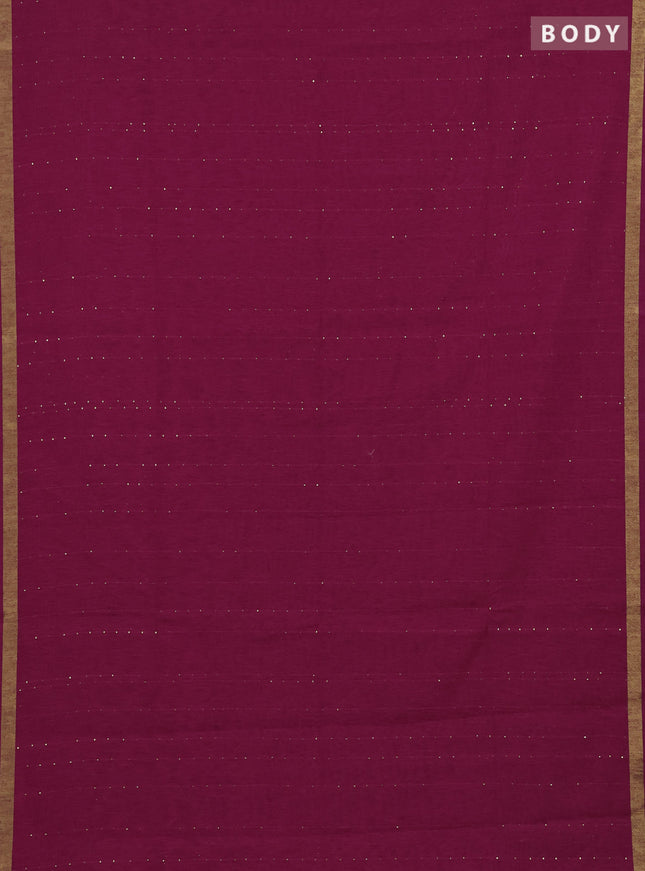 Jute silk saree pink with allover sequin work and jamdhani pallu