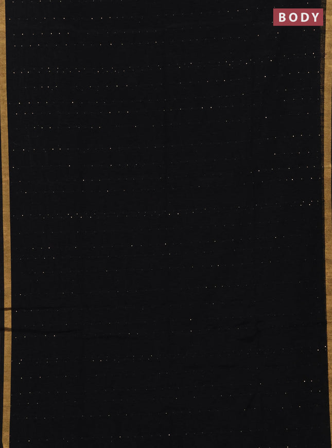 Jute silk saree black with allover sequin work and jamdhani pallu