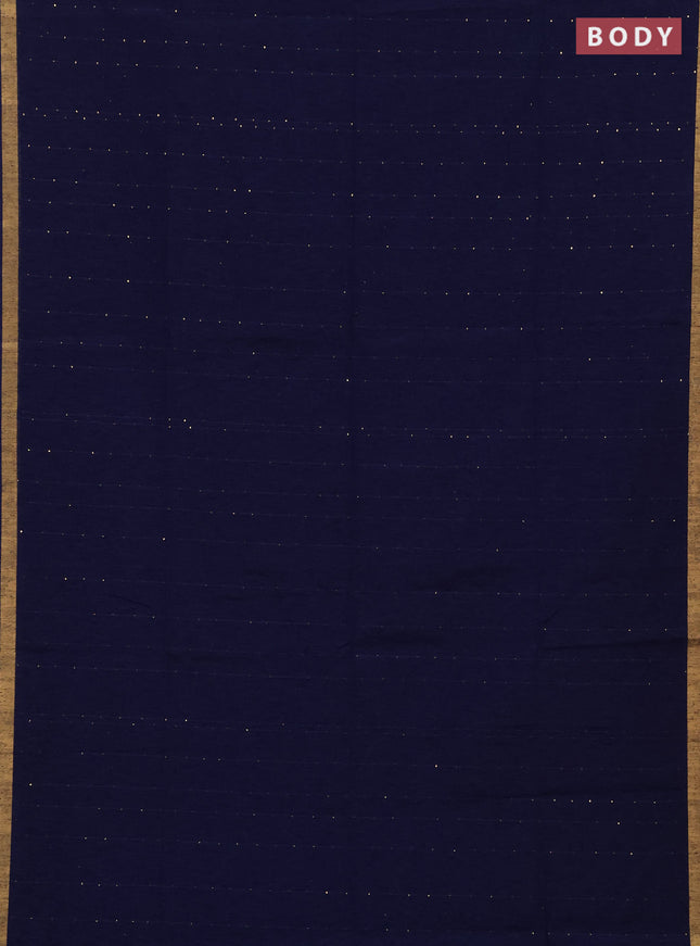 Jute silk saree navy blue with allover sequin work and jamdhani pallu