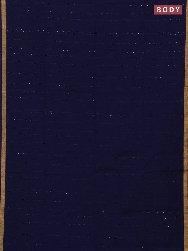 Jute silk saree navy blue with allover sequin work and jamdhani pallu