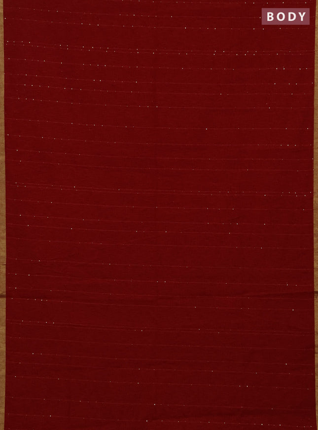 Jute silk saree red with allover sequin work and jamdhani pallu