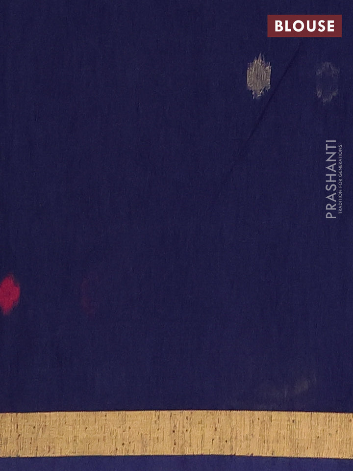 Jute silk saree navy blue with allover thread & zari woven buttas and zari woven border