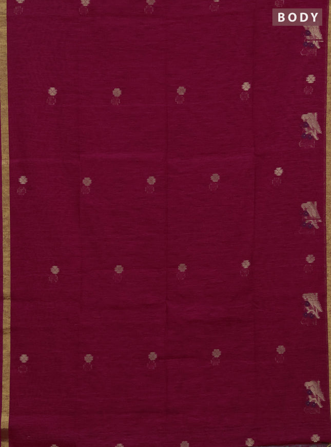 Jute silk saree pink with allover thread & zari woven buttas and zari woven border