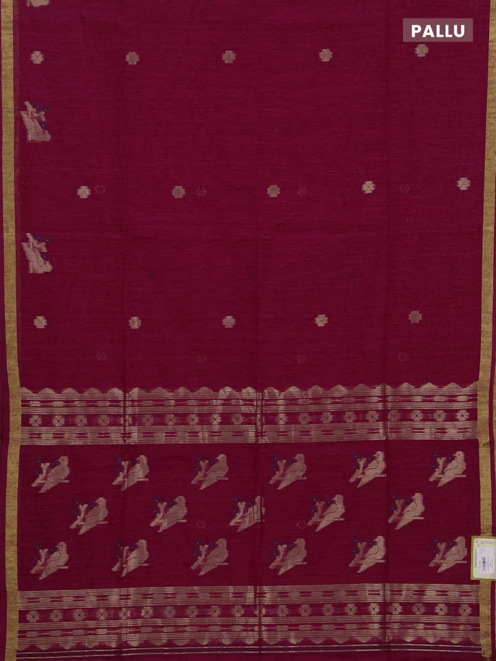 Jute silk saree pink with allover thread & zari woven buttas and zari woven border