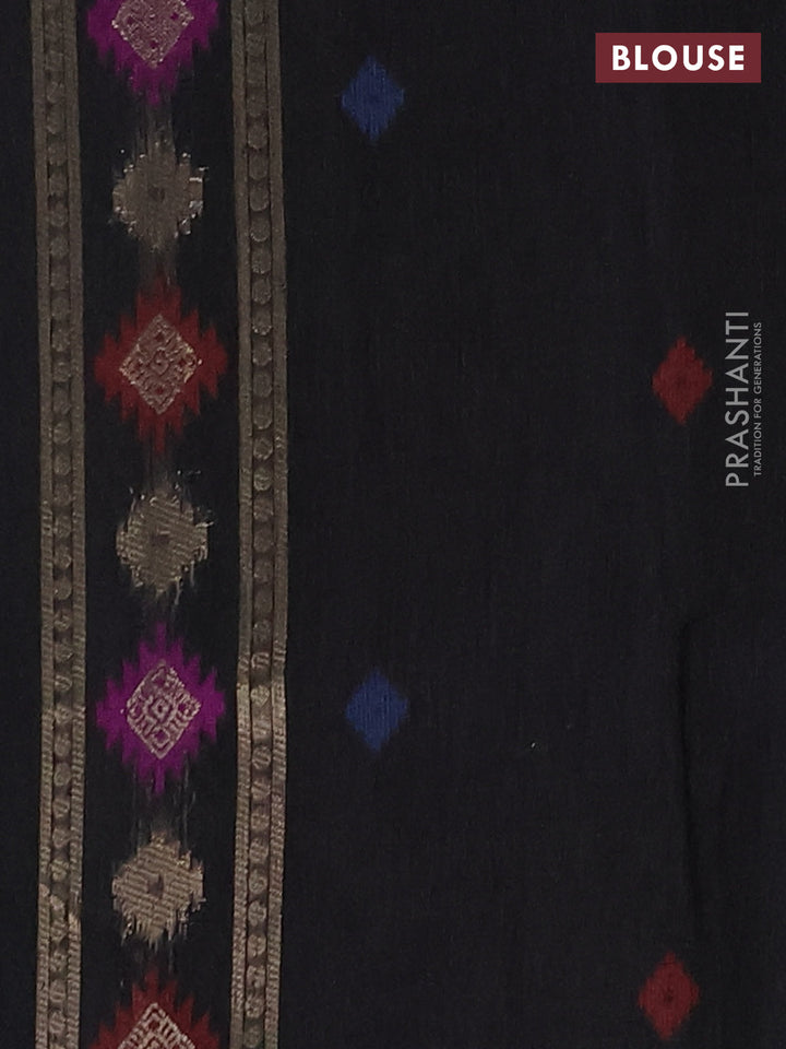 Jute silk saree black with thread & zari woven buttas and jamdhani pallu